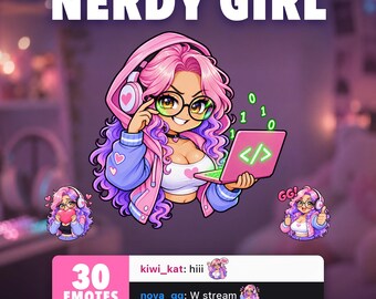 オタク女子Twitchエモート（Discord用）｜サブスクライバーバッジとチャンネルポイント付き30個パック