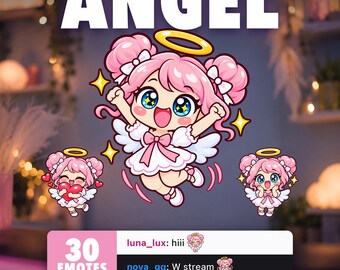 エンジェルTwitchエモート（Discord用）｜サブスクライバーバッジ30個パック＋チャンネルポイント