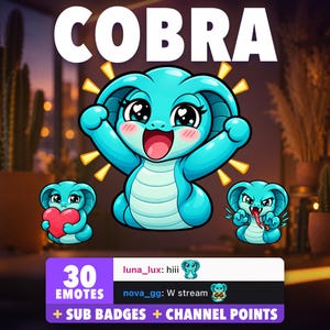 Kobra Twitch Emotes für Discord | 30er-Pack mit Sub Badges + Channel Points
