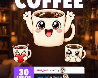 Discord用コーヒーTwitchエモート｜サブスクライバーバッジとチャンネルポイント付き30個パック