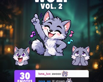 Wolf Twitch Emotes Vol. 2 for Discord | サブスクライバーバッジ30個パック + チャンネルポイント