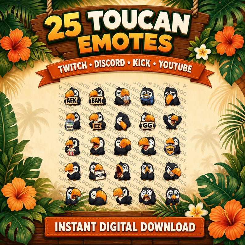 Toucan-emotepaket för Twitch och Discord | 25 söta fågelreaktioner bild 2