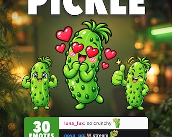 Pickle Twitch Emotes for Discord | 30 Pack with Sub Badges + Channel Points