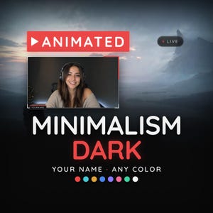 Minimalism Dark Stream Overlay for Twitch OBS | Scenes Alerts Panels Any Color