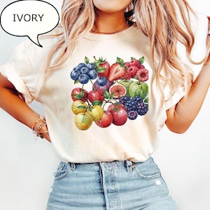 T-shirt med fruktmönster, sommartröja i bomull