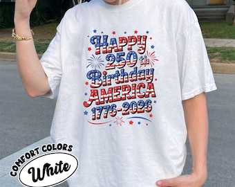 Happy 250th Birthday America 1776 2026 Comfort Color Shirt, 4th of July Gift