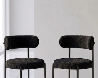 Black Bar Stool | 31" High Kitchen Island Chair | Minimalist Modern Design | Comfortable Backrest | Stable Fixed Base | Sold Individually