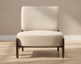 Cream Accent Chair Modern Armless Living Room Chair Bedroom Reading Chair Home Office Lounge Seat