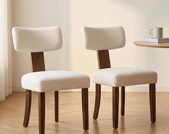 モダンダイニングチェア2脚セット（高さ31.8インチ）｜エレガントなホワイトの椅子｜人間工学に基づいたT字型背もたれのアクセントチェア｜高品質な家庭用椅子｜椅子2脚