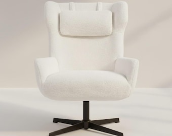 Cream Swivel Accent Chair, Modern Wingback, 360 Rotation, Living Room Lounge Seat, Home Office, Cozy Reading Nook Gift