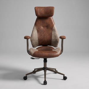 Ergonomic Office Chair High Back, Brown Executive Desk Chair, Home Office Seating, Adjustable Rolling Work Chair, Modern Study Room Gift