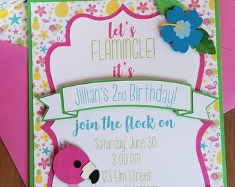 Flamingo "Let's Flamingle!" Invitations- Birthday, Shower, Party, Bachelorette, Reunion