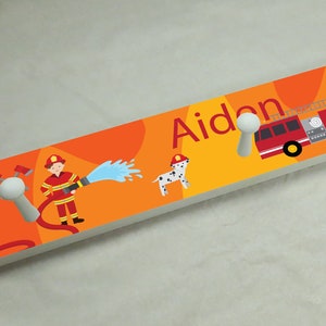 Personalized Coat Rack for Kids, Firefighters, Peg Rack, Towel Rack, Nursery Decor, Bedroom Decor, Coat Hook, Towel Hook, Fireman, Firetruck