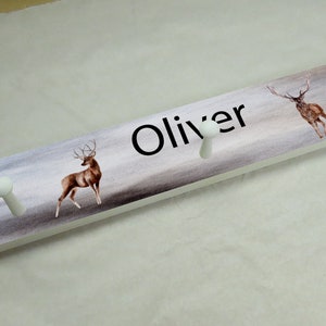 Personalized Coat Rack for Kids, Deer, Peg Rack, Towel Rack, Nursery Decor, Bedroom Decor, Coat Hook, Wildlife Towel Hook