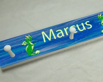 Personalized Coat Rack for Kids, Peg Rack, Towel Rack, Nursery Decor, Bedroom Decor, Coat Hook, Towel Hook, Dragon