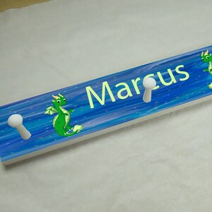 Personalized Coat Rack for Kids, Peg Rack, Towel Rack, Nursery Decor, Bedroom Decor, Coat Hook, Towel Hook, Dragon