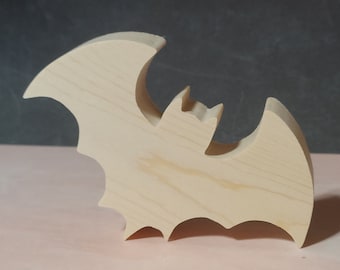 découpe de chauve-souris en bois inachevée, forme de chauve-souris en bois debout, découpe d'Halloween en bois inachevé, forme de bois, blanc de bois inachevé, blanc de chauve-souris en bois