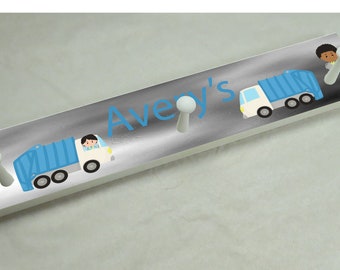 Personalized Coat Rack for Kids, Construction, Peg Rack, Towel Rack, Nursery Decor, Bedroom Decor, Coat Hook, Towel Hook