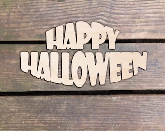 wood Halloween cutout, wooden Halloween cutout, Halloween cutout, wooden Halloween shape, wood Halloween shape, Halloween shape, words, text