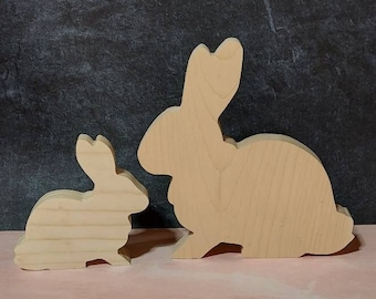 10 or 20 unfinished wood Easter bunny cutouts. Chunky Wooden Easter bunny shapes.  Unfinished wooden Easter tier tray decor. DIY Easter