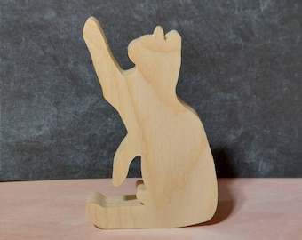 unfinished wood cat cutout, freestanding wooden cat shape, unfinished Halloween shape, wooden shape, DIY cat tier tray, Halloween cutout