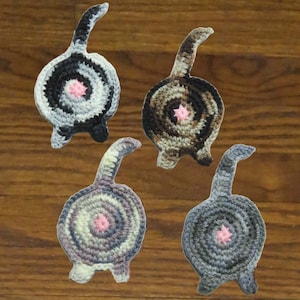 Set of 4 Cat Butt Coasters. Crochet Kitty Butt Coasters.  Drink Coaster white elephant gift. Gift for cat lover. Gag gift Christmas present