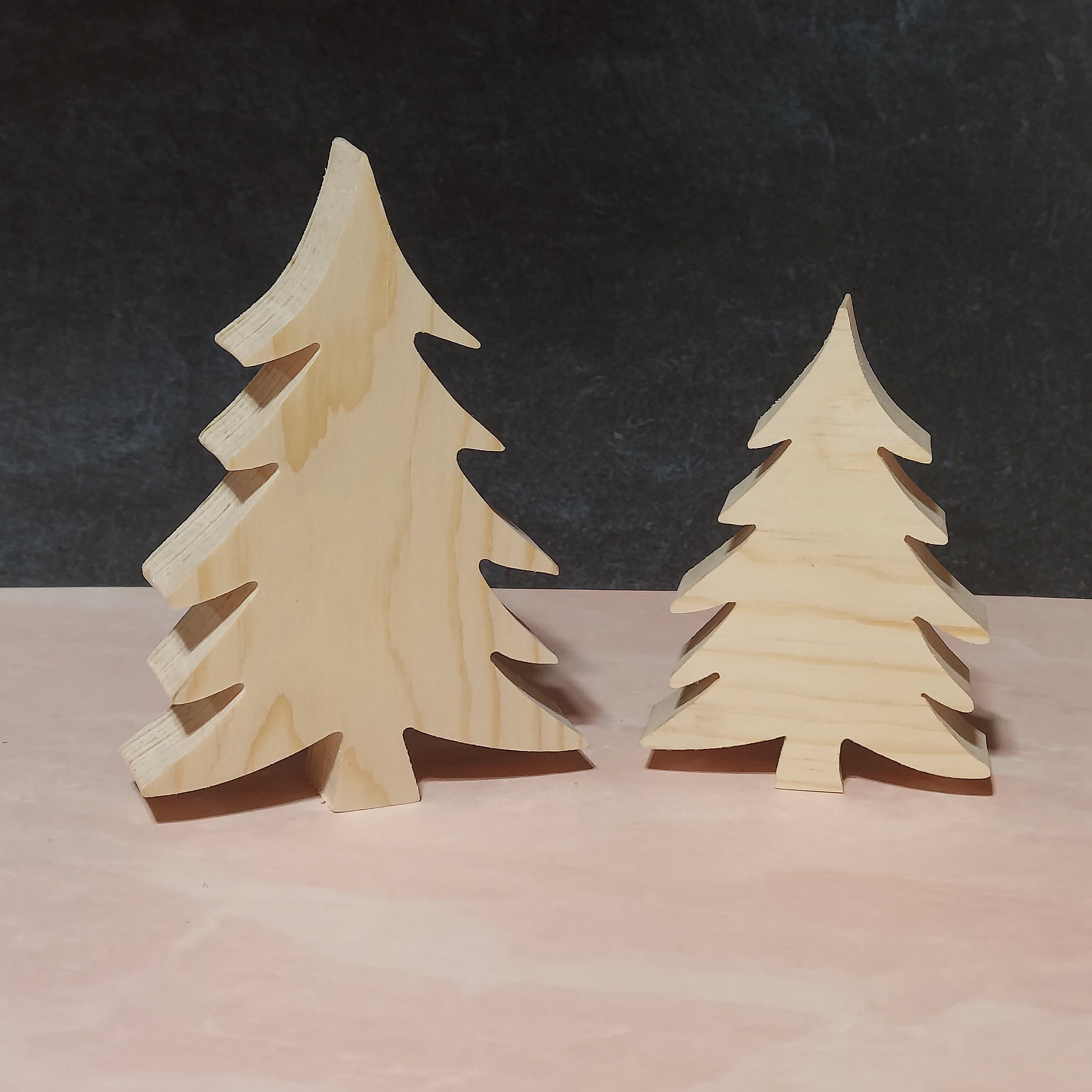 Christmas Woodcraft Decoration Set - Small Fir Trees Straight Christmas Woodcraft Decoration Set - Small Fir Trees Straight