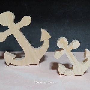 unfinished wood anchor cutout, wooden anchor shape, wooden nautical tier tray cutouts, DIY boating tier tray, Unfinished anchor decor