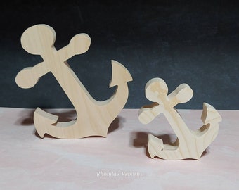 unfinished wood anchor cutout, wooden anchor shape, wooden nautical tier tray cutouts, DIY boating tier tray, Unfinished anchor decor