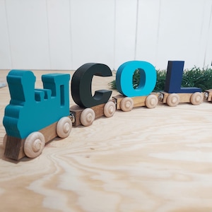 Letter train name puzzle for kids. Personalized train for boys. Child&#39;s personalized train birthday gift. Girls wooden train Christmas gift