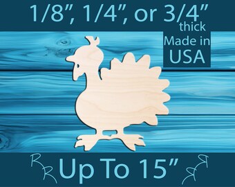 Unfinished wood turkey cutout shape. Laser cut wooden Thanksgiving craft. Paint n Sip party activity. DIY tier tray door signs. Kids craft