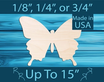 Unfinished wood butterfly cutout shape. Laser cut wooden summer craft. Paint n Sip party activity. DIY tier tray door signs. Kids wood craft