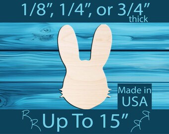 Unfinished wood bunny cutout shape. Laser cut wooden Easter craft. Paint n Sip party activity. DIY tier tray door signs. Kids Spring craft