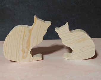 unfinished wood cat cutout, standing wooden cat shape, unfinished wood Halloween cutout, wood shape, unfinished wood blank, wooden cat blank