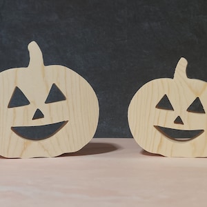 unfinished wood pumpkin, wooden jack-o-lantern, wooden Halloween tier tray cutouts, DIY Halloween shape, Unfinished Halloween cutout