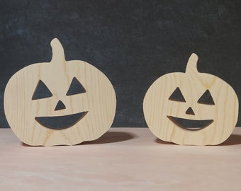 unfinished wood pumpkin, wooden jack-o-lantern, wooden Halloween tier tray cutouts, DIY Halloween shape, Unfinished Halloween cutout