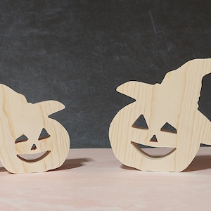 unfinished wood pumpkin, wooden jack-o-lantern, wooden Halloween tier tray cutouts, DIY Halloween shape, Unfinished Halloween cutout