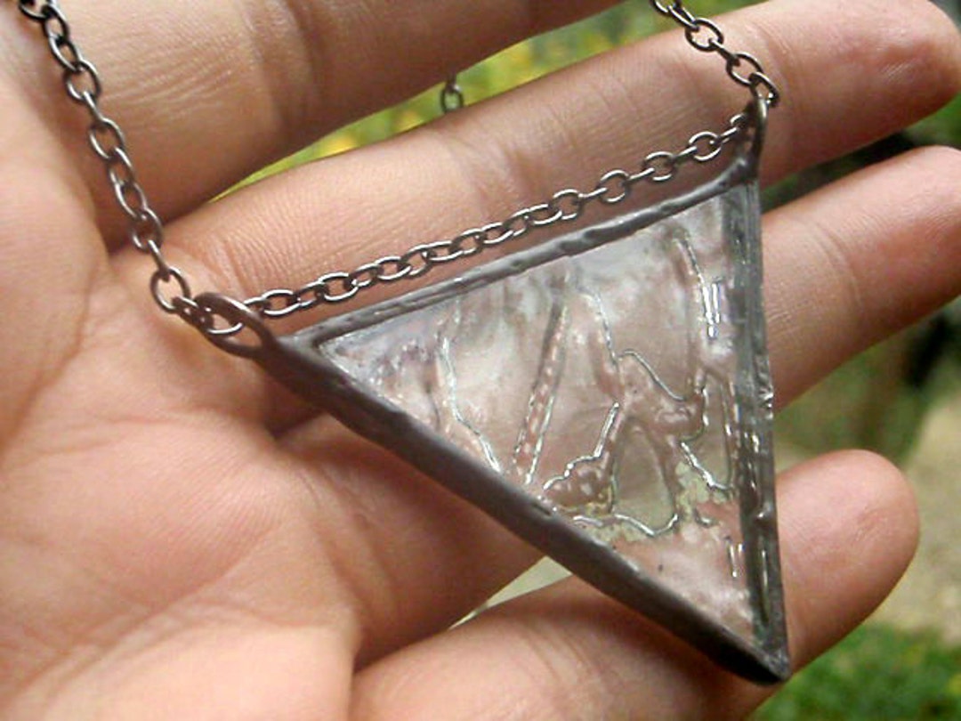 Stained Glass Triangle Pendant Necklace Geometric Necklace Etsy