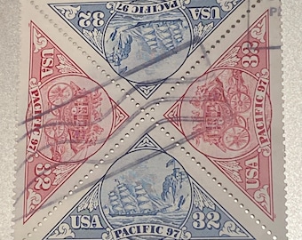 1997 USA Pacific 97 Stamp Show Plate Block Of 4 32c Stamps - Used