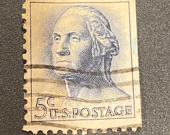 1962 George Washington 5 Cent US Stamp. United States Postage Blue (Rare)