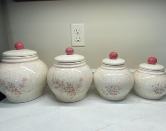Vintage 1980s Ceramic Dreamware Canister Set of 4