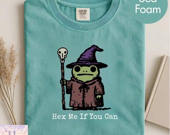 Witch Frog Shirt, Hex Me If You Can, Comfort Colors Halloween Tee, Graphic T-Shirt