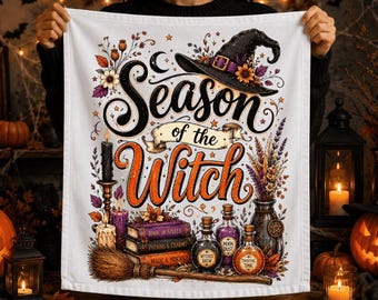 Season of the Witch Halloween PNG, Spooky Witchy Fall Design (Digital Download)