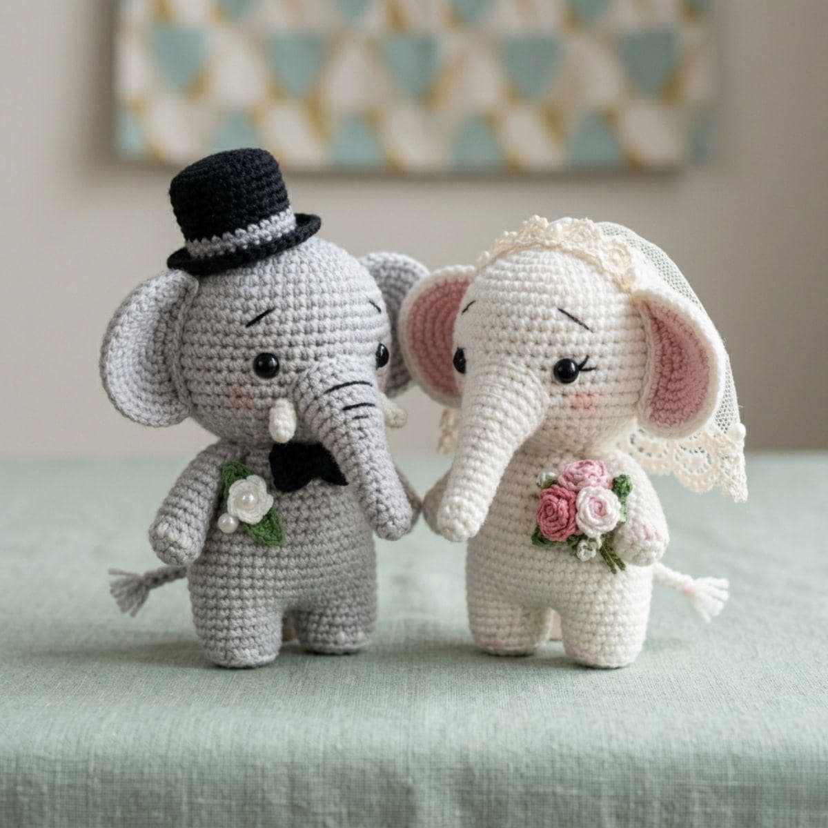 40 Elephant Crochet Patterns for Amigurumi, Plushies, Loveys, and Nursery Decor 26 Crochet Wedding Elephants