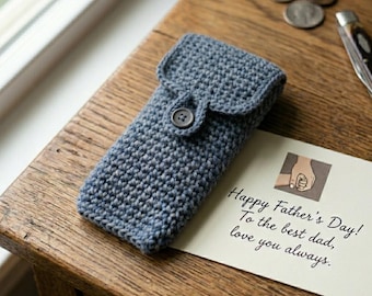Molde para porta-óculos de crochê, presente para o pai, estojo fácil para óculos, design masculino (download em PDF)