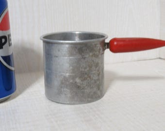 Vintage Aluminum Measuring Cup 8 oz 1 Cup Red Wooden Handle US Standard