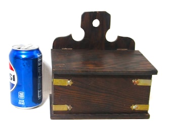 Vintage Wood Salt Box with Flip Up Lid Storage Container Plywood
