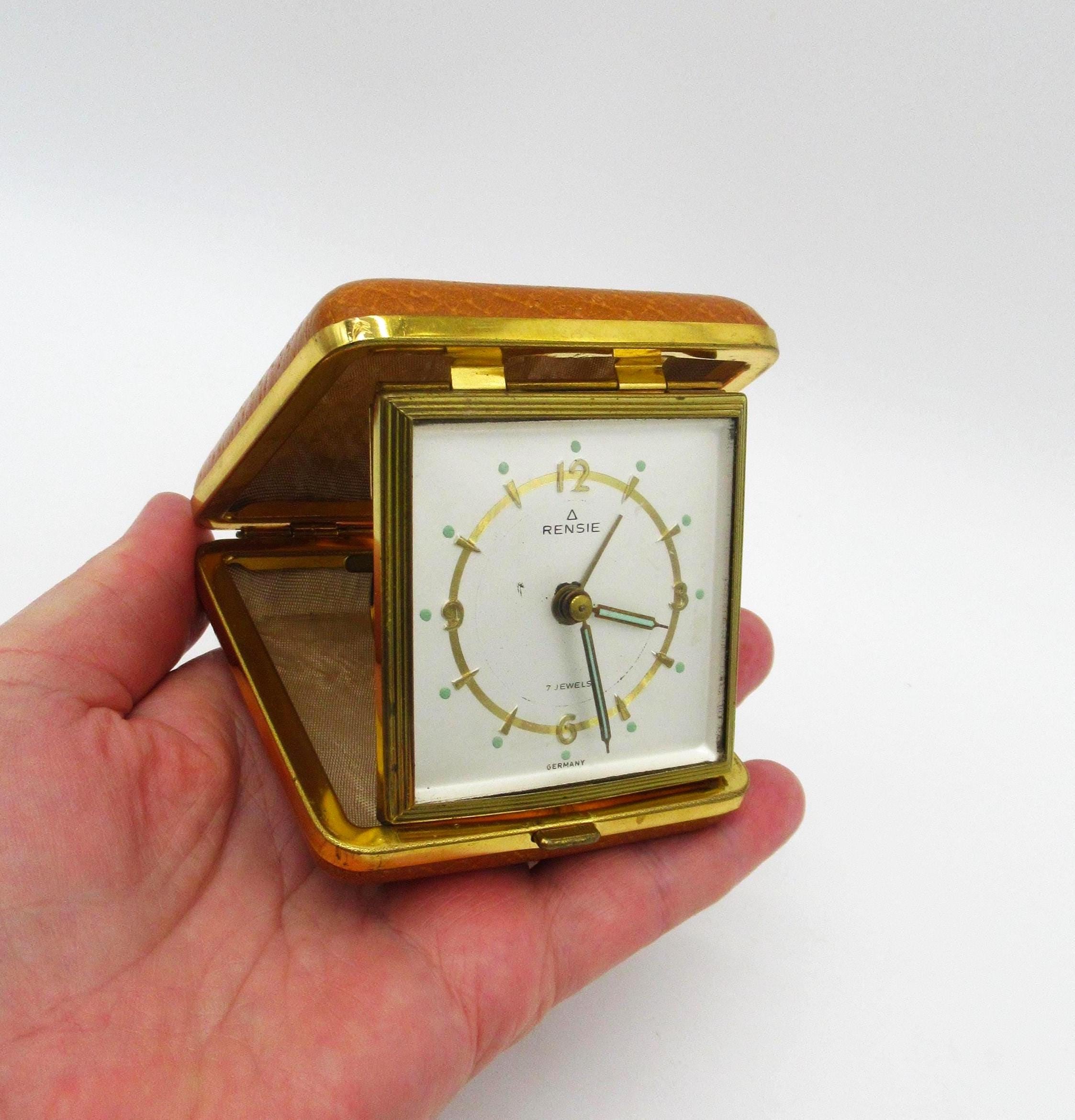 Antique Travel Clock With Leather Case - Etsy