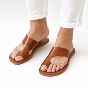 Sandales cuir marocaines homme – Sandales d’été artisanales faites main – Chaussures en cuir véritable – Cadeau homme