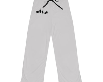 Pantaloni del pigiama con silhouette di gatto nero / Abbigliamento da notte dalla vestibilità comoda